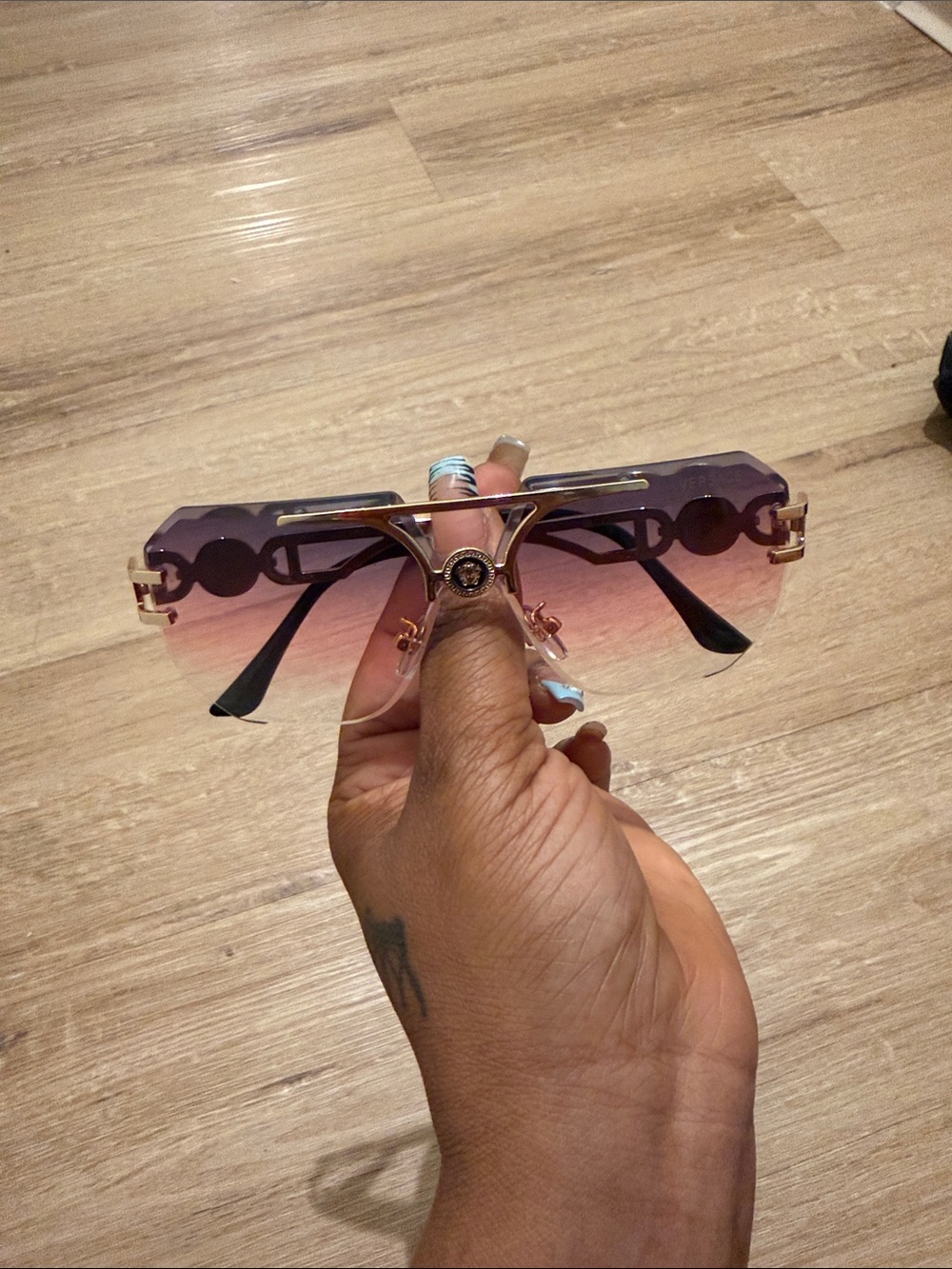Purple Gradient Rimless Sunglasses